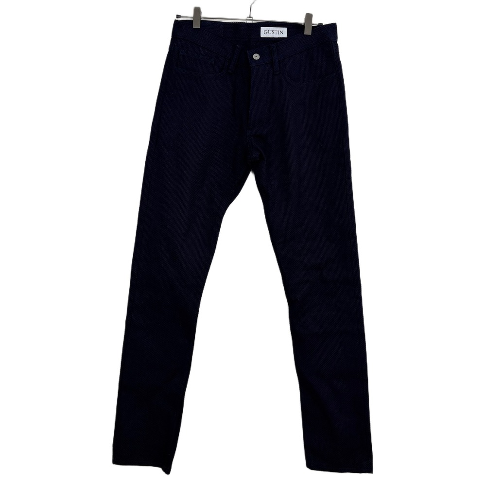 Gustin Pants Mens 33 Navy Blue Monster Indigo Sashiko Blue Button Fly 31x34